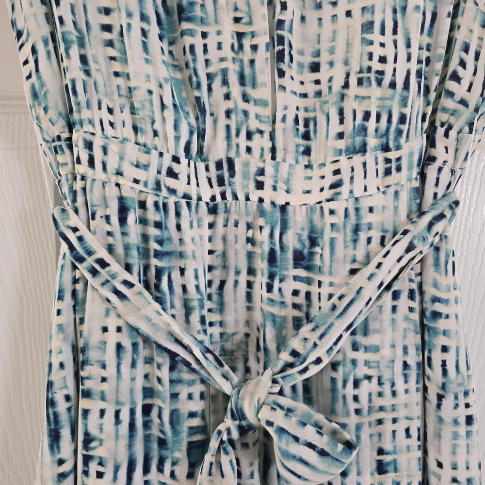 APT.9 Women's Round Neck Button Front Fitted Short Sleeve Lined Midi Dress M - Picture 6 of 12